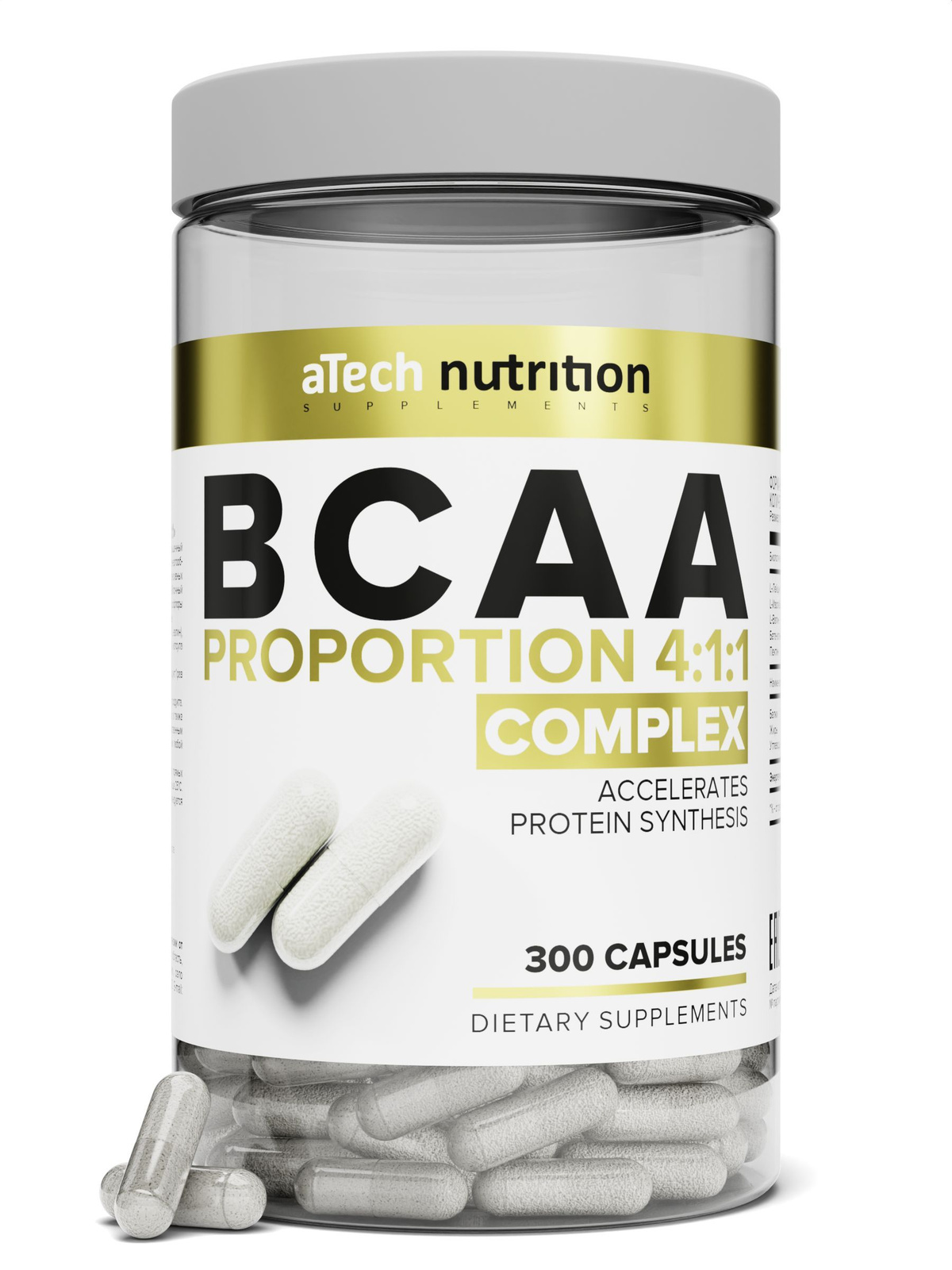 Комплекс аминокислот BCAA 4:1:1, БЦАА 300, капсул, aTech nutrition ...