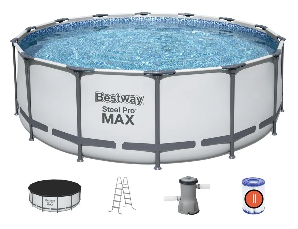 Бассейн каркасный круглый Bestway 5612X 427х122cм 15232л фильтр насос картриджный 3028 л/ч, лестница, тент / Бассейн для семейного отдыха, 5612x427, 15232 л