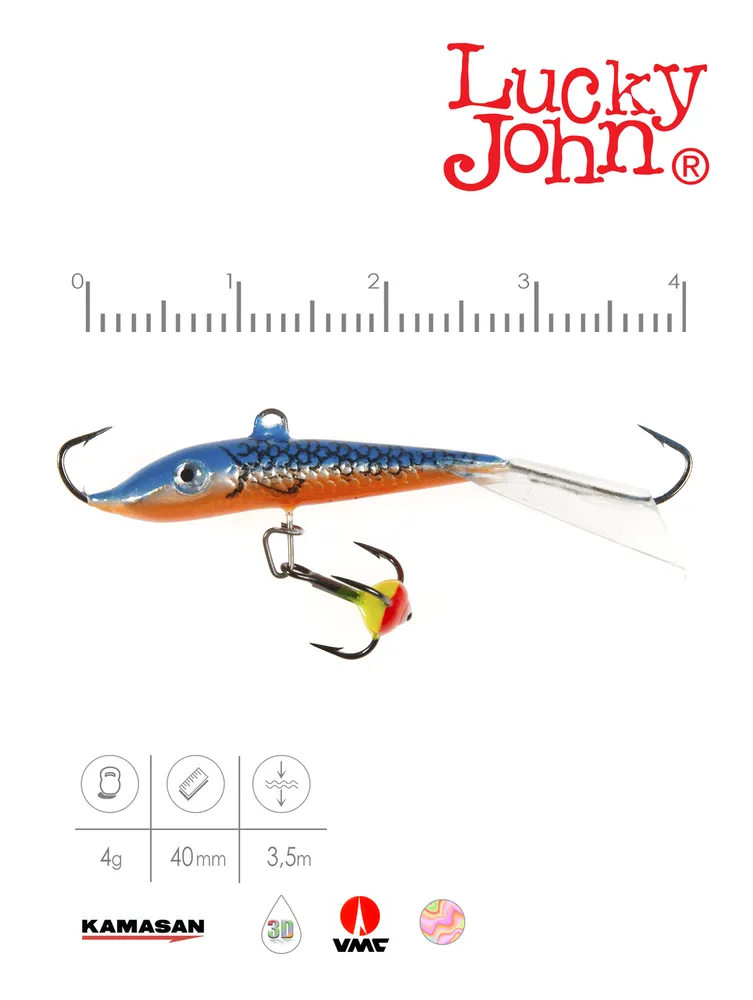Балансир LUCKY JOHN FIN 3/размер 3/расцветка 45H/40мм/4г/глубина до 3,5м, 4 г, 3,5 м, фото 2