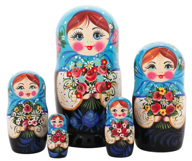 Матрешка Ай, матрёшки! деревянная Букетик, 5 мест, 18 см / Развивающие детские игрушки, вариант, фото 3