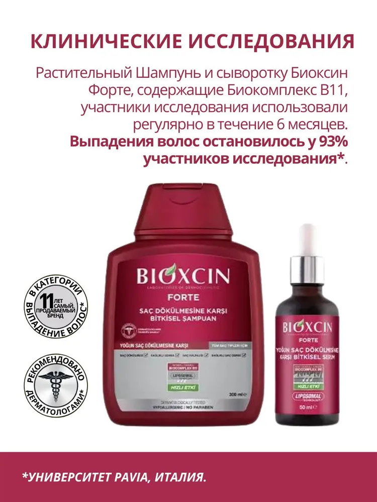 BIOXCIN Сыворотка против интенсивного Выпадения волос FORTE, активатор для роста волос, 3х50 мл, 3x50, 50 мл, фото 6
