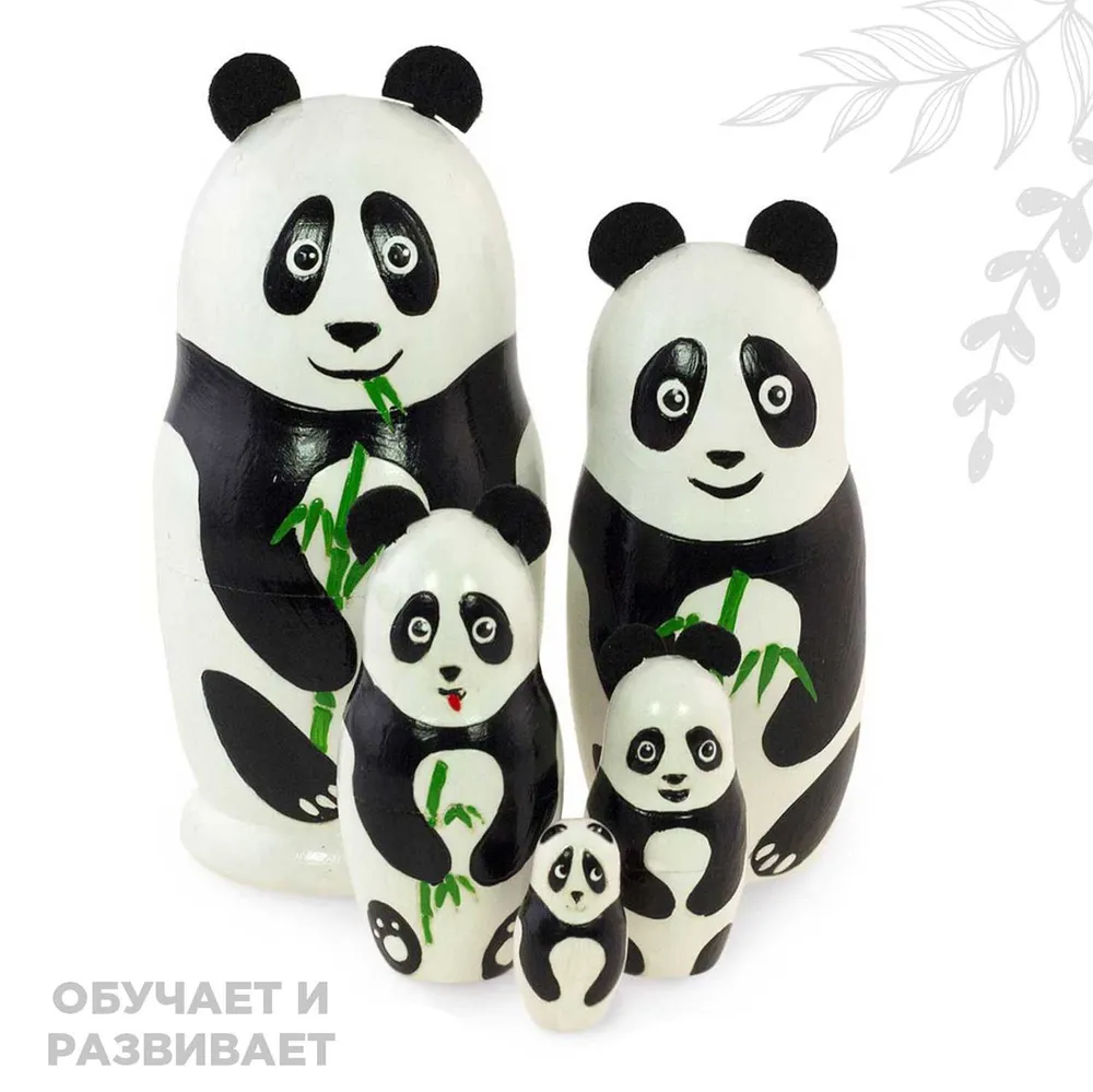 Ulanik Матрешка Панда 5 мест 10,5 см сувенир, вариант, фото 3