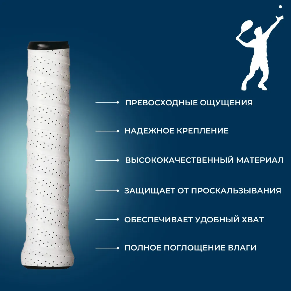Намотка для теннисной ракетки Wilson Pro Overgrip Perforated белая 3 шт в блистере, 3 шт, фото 2