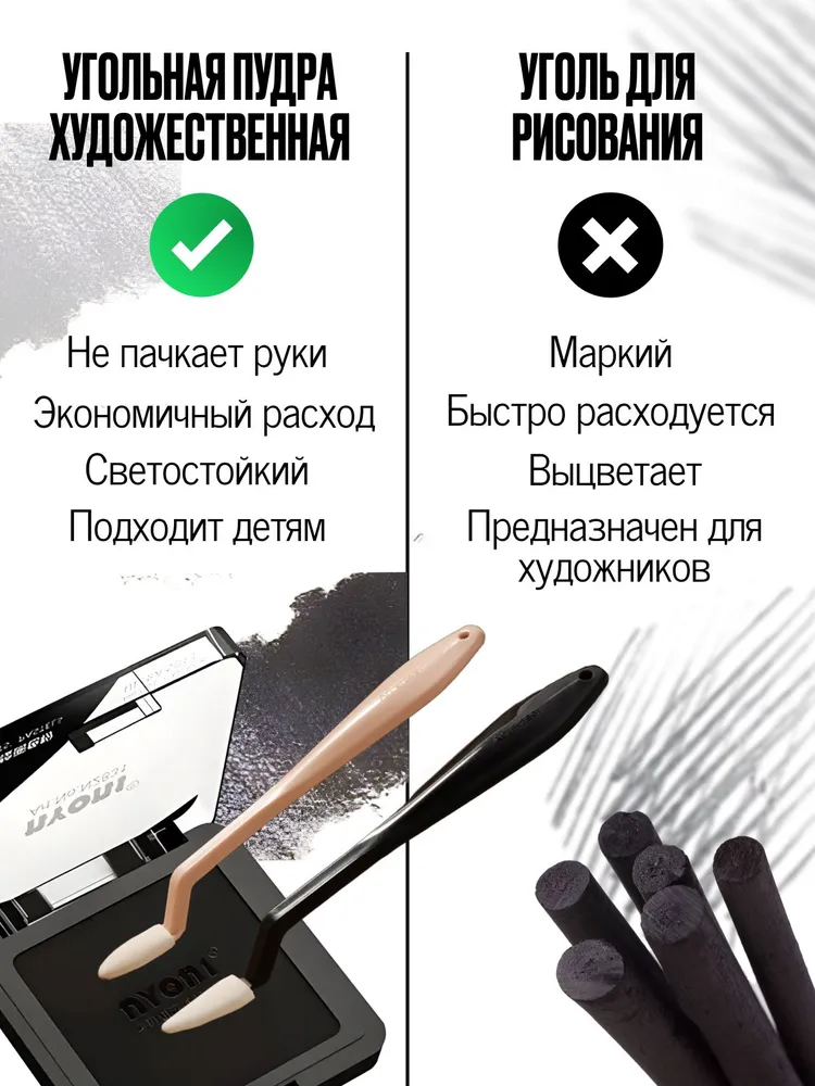 Угольная пудра прессованная для рисования чернаяW, черный, фото 3
