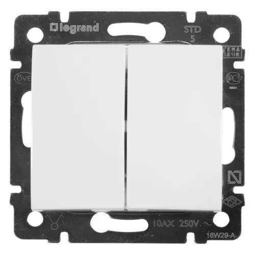 Выключатель двухклавишный Legrand Valena classic, белый