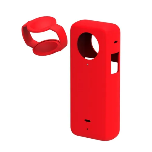 Защитный силиконовый чехол с крышкой объектива для Insta360 X3, красный