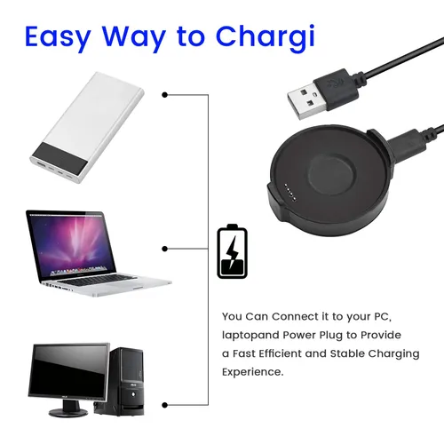 Зарядное устройство для смарт-часов Ticwatch Pro с магнитным кабелем длиной 1 м и USB-кабелем (черно