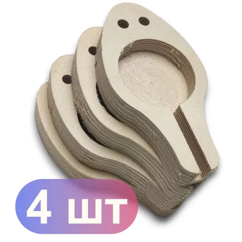 Плашка для опечатывания деревянная подвесная, гитарка, фанера, дерево 10*5,3*1,5 см, 4 штуки