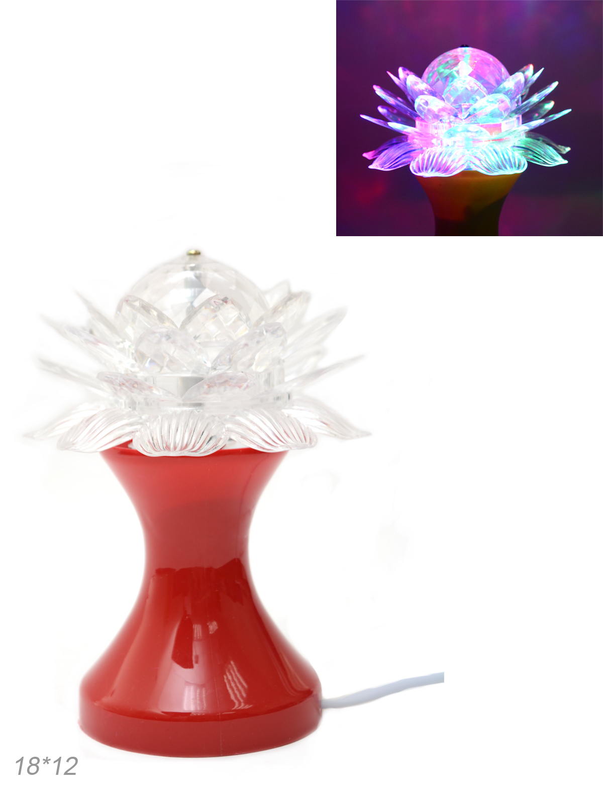 Проектор-ночник Хрустальный цветок, красный, 220 В, LED
