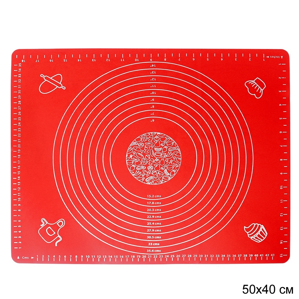 Силиконовый коврик 50х40 см, красный, GY-633-R