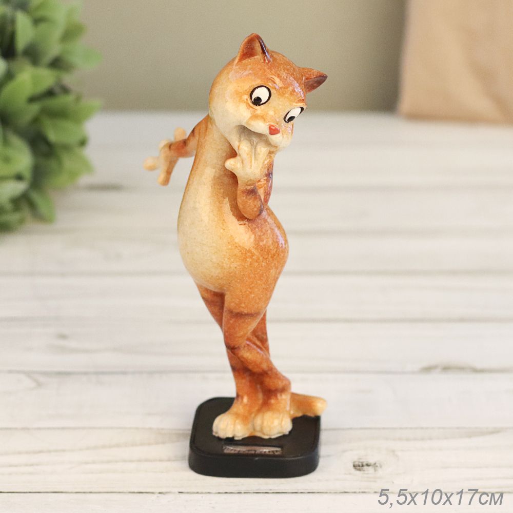 Статуэтка Кошка на весах, полистоун, 5,5 х 10 х 17 см