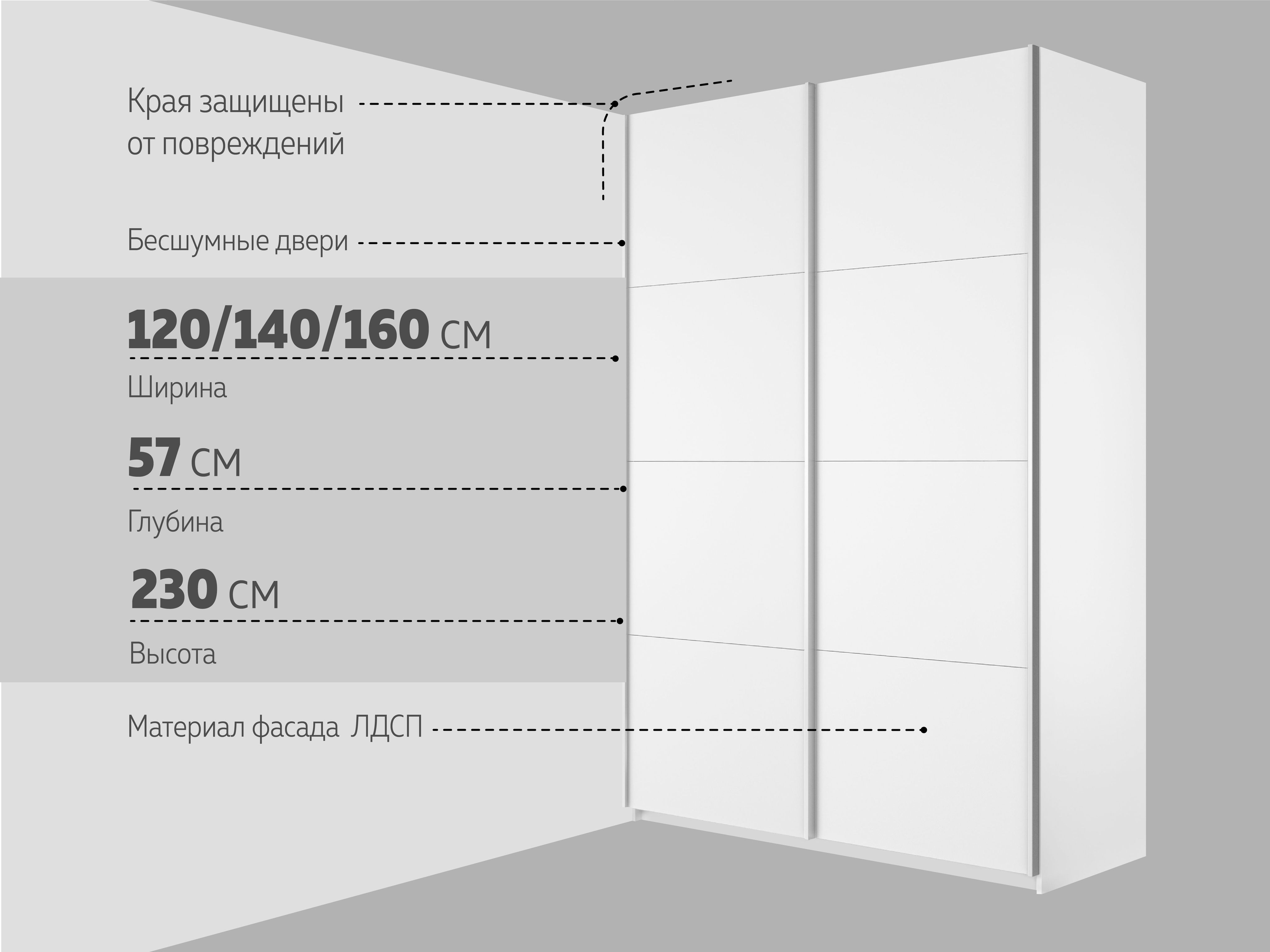 Шкаф купе прайм 120х57х230 см мебельная компания е1