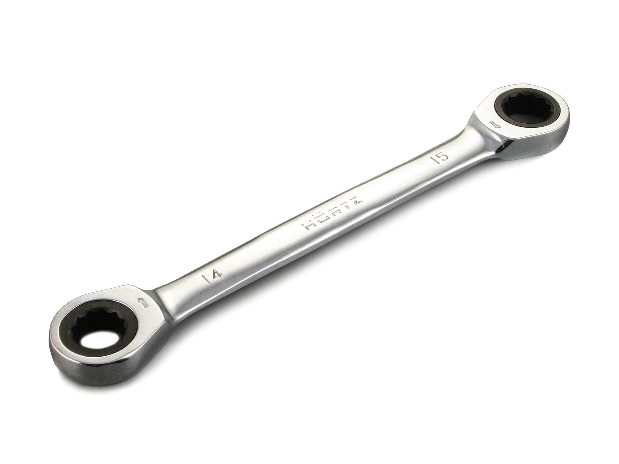 Ключ накидной двусторонний 10х11 трещоточный хром. HORTZ купить на