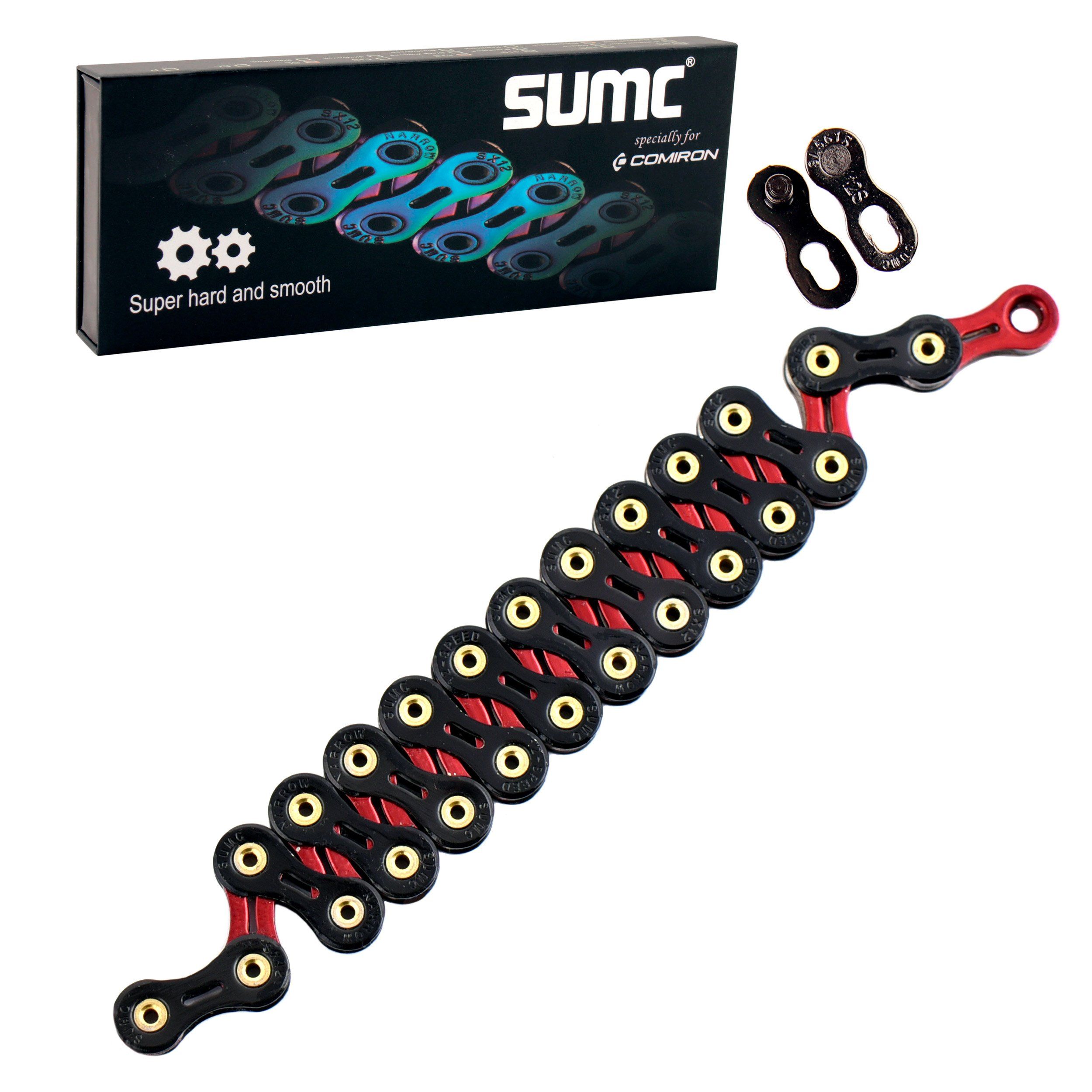 Велосипедная цепь SUMC 12 speed SX12SL Black Red 1/2 Велосипедная цепь SUMC 12 speed SX12SL Black Red 1/2