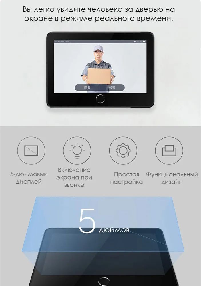 Видеоглазок Xiaomi MIJIA, 1920x1080 купить по низким ценам в интернет ...