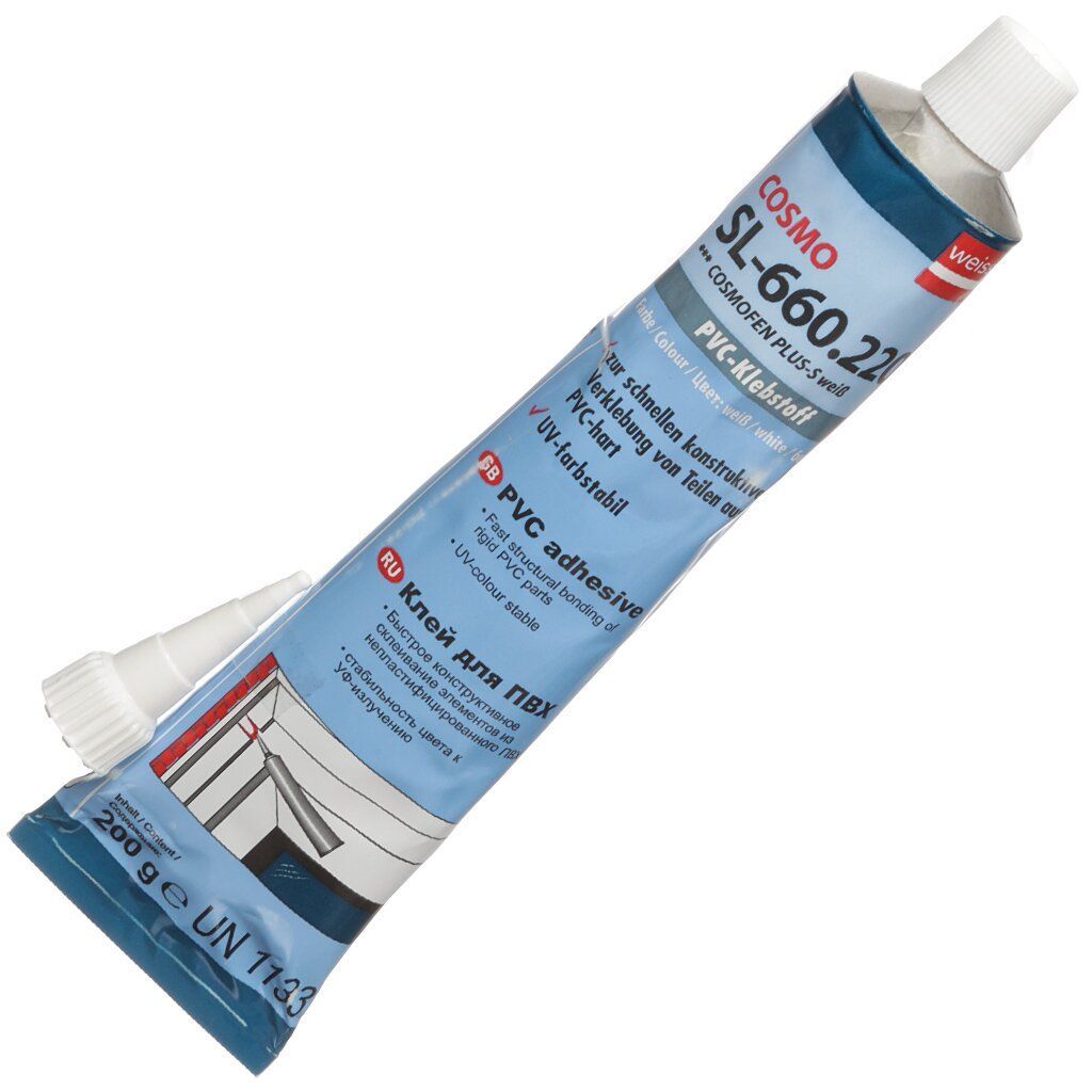 Клей для ПВХ Cosmofen Plus-S, weib 200г (белый)