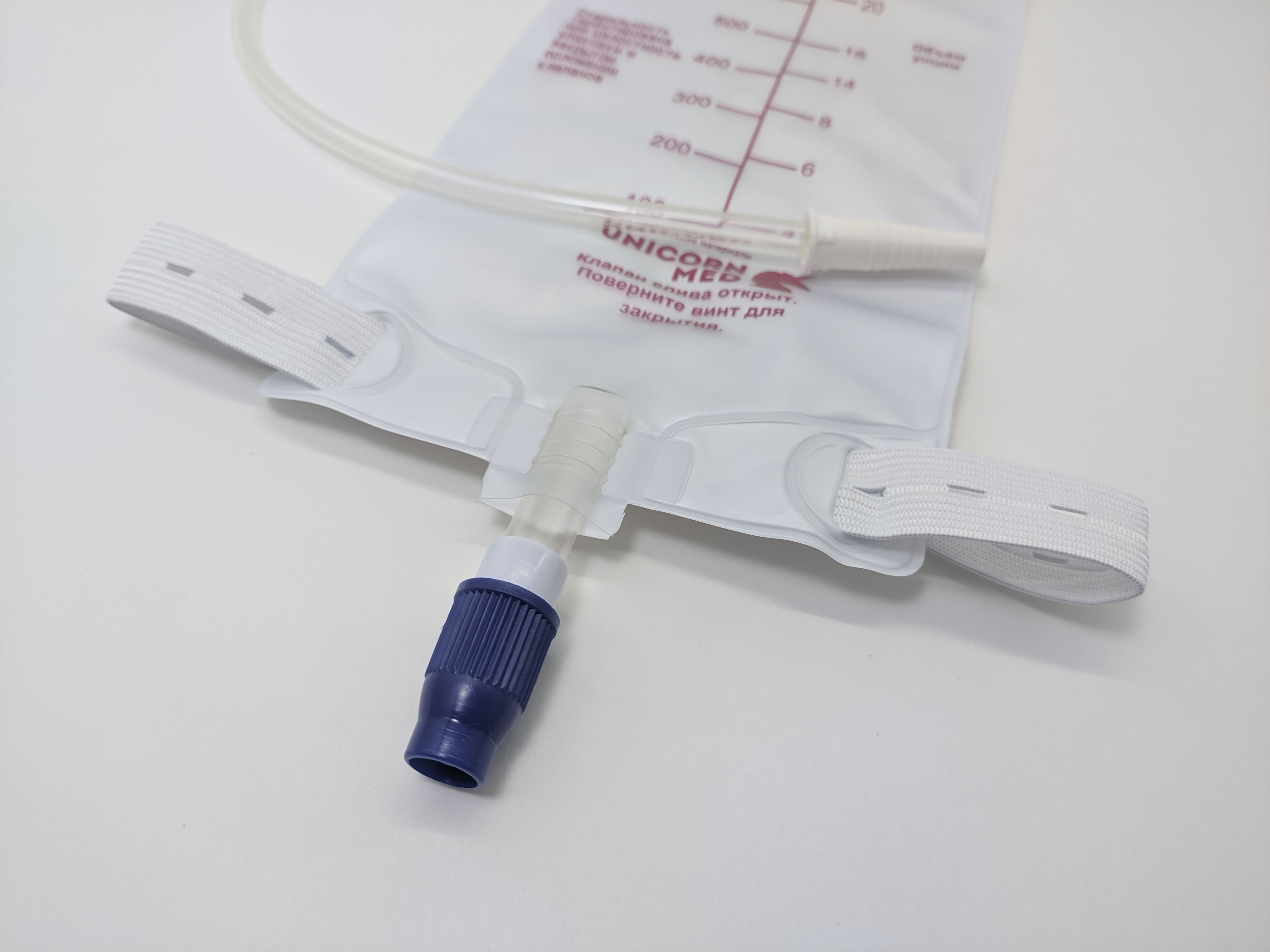 Мочеприемник ножной 10 шт. 750 мл., с прямым краном, трубка 50 см ...