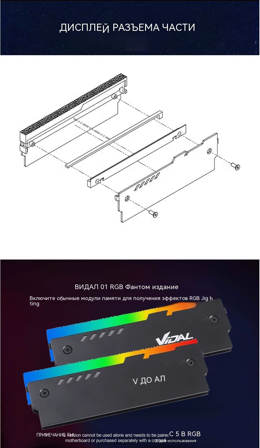 Алюминий Радиатор памяти DDR4 DDR5 RAM - охладитель, полностью покрытый ...