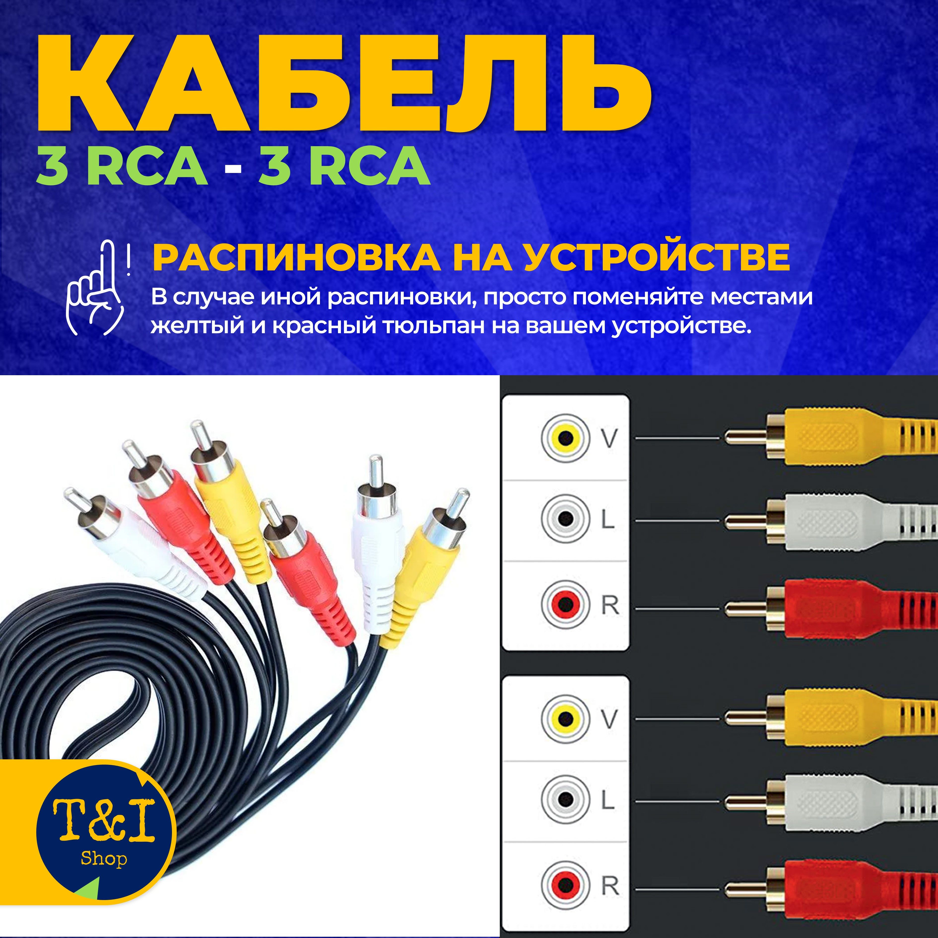 Кабель RCA аудио-видео кабель_RCA_Внутреннее (для помещений) - купить по  низкой цене в интернет-магазине OZON (1239952564)