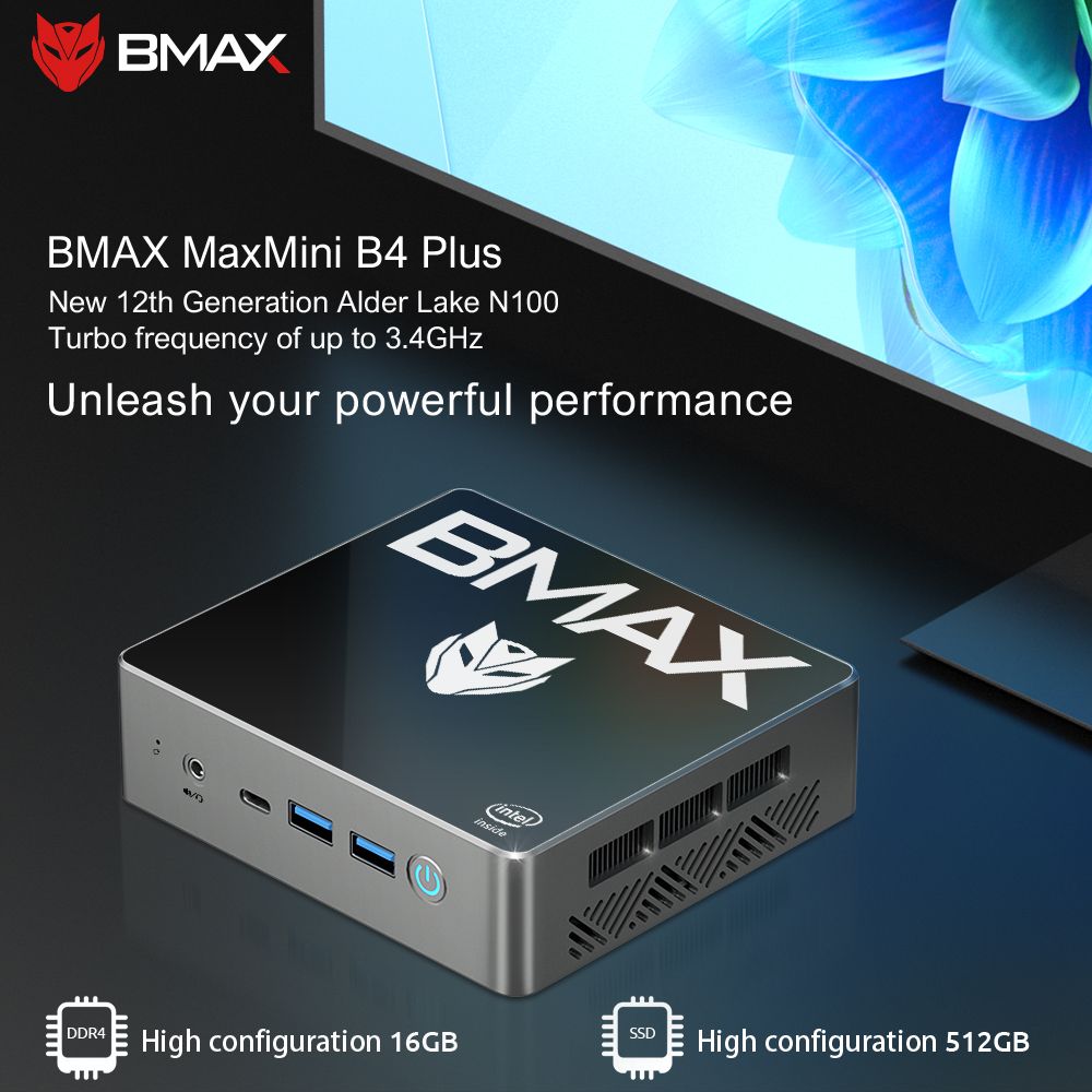 BMAX Мини-ПК B4 Plus N100 4 ядра и 4 потока (Intel Processor N100