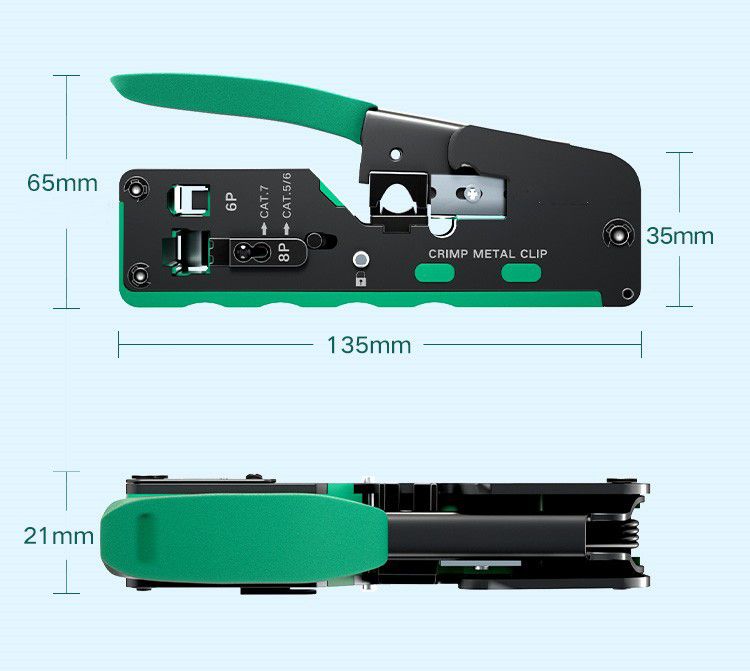 Кримпер / Клещи для обжима и обрезки витой пары, для сквозных разъемов ...