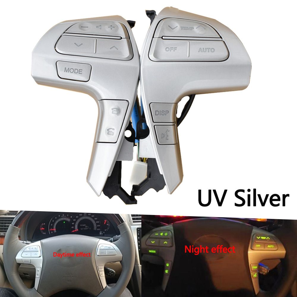 Кнопкауправленияаудиосистемойнарулевоеколесосзащитойотультрафиолета,цветсеребристый/Золотой,Bluetooth84250-06180,дляToyotaCamryCorollaHiluxa-арт.47A-1-арт.47A-1