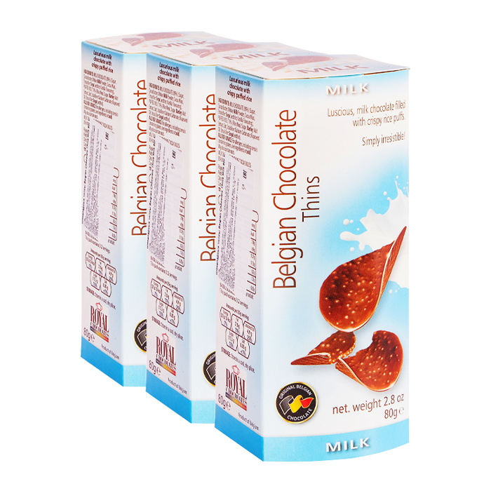 Шоколадные чипсы Belgian Chocolate Thins - Milk (Бельгия), 80 г (3 шт) #1