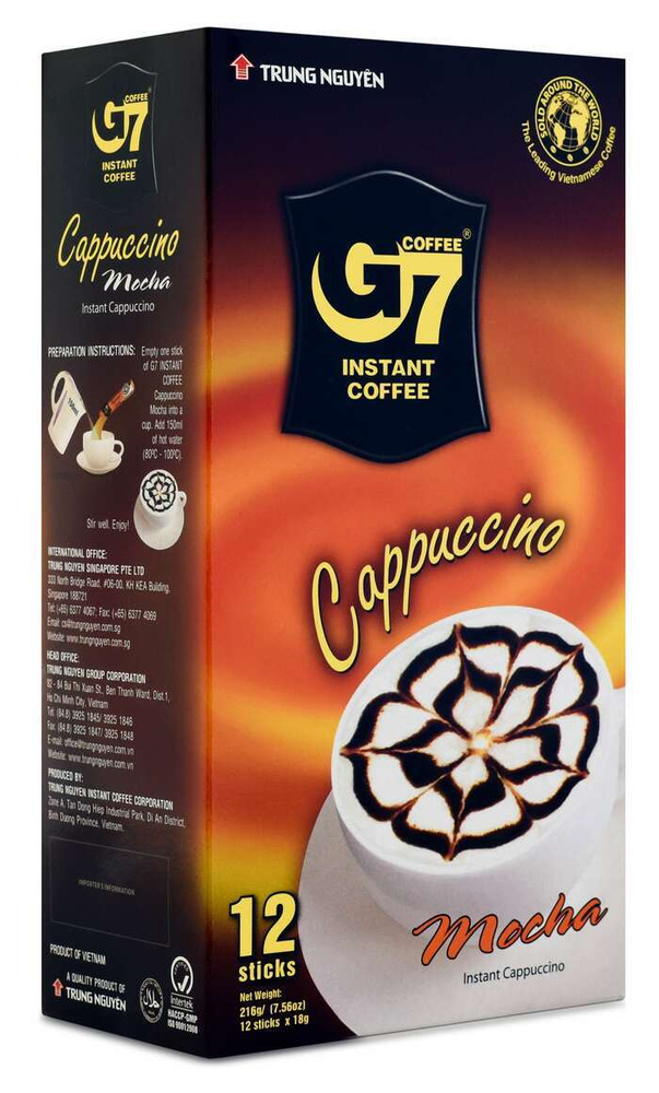 Растворимый кофе Trung Nguyen G7 Cappuccino Mocha, 12 стиков, упаковка 216 г, Вьетнам  #1