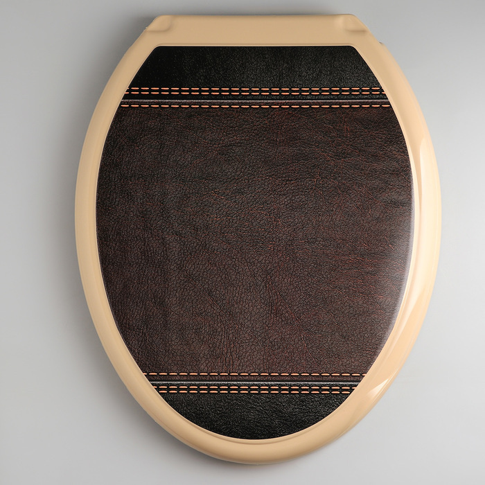 Сиденье для унитаза с крышкой "Декор Кожа", 44,5x37,5 см, цвет коричневый  #1