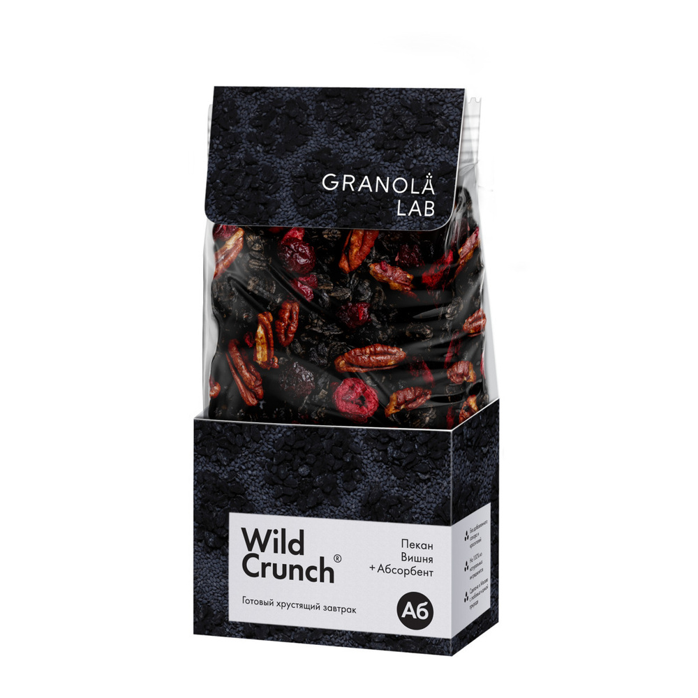 Гранола - кранч Wild Crunch "Вишня и Пекан + Абсорбент" 260 г. Готовый здоровый завтрак. Мюсли без сахара. #1