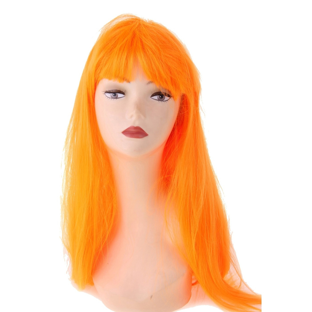 Карнавальный парик, длинные прямые волосы, цвет оранжевый, 120 грамм  #1