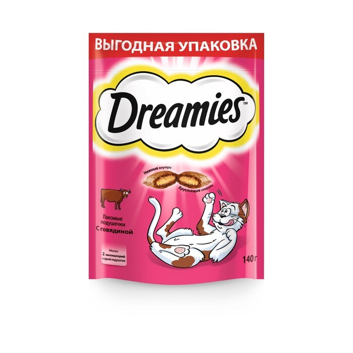 Лакомство Dreamies для кошек, говядина, 140 г #1