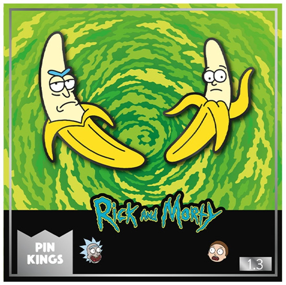 Значок Pin Kings Рик и Морти (Rick and Morty) 1.3 Банан - набор из 2 шт / брошь / подарок парню мужчине #1