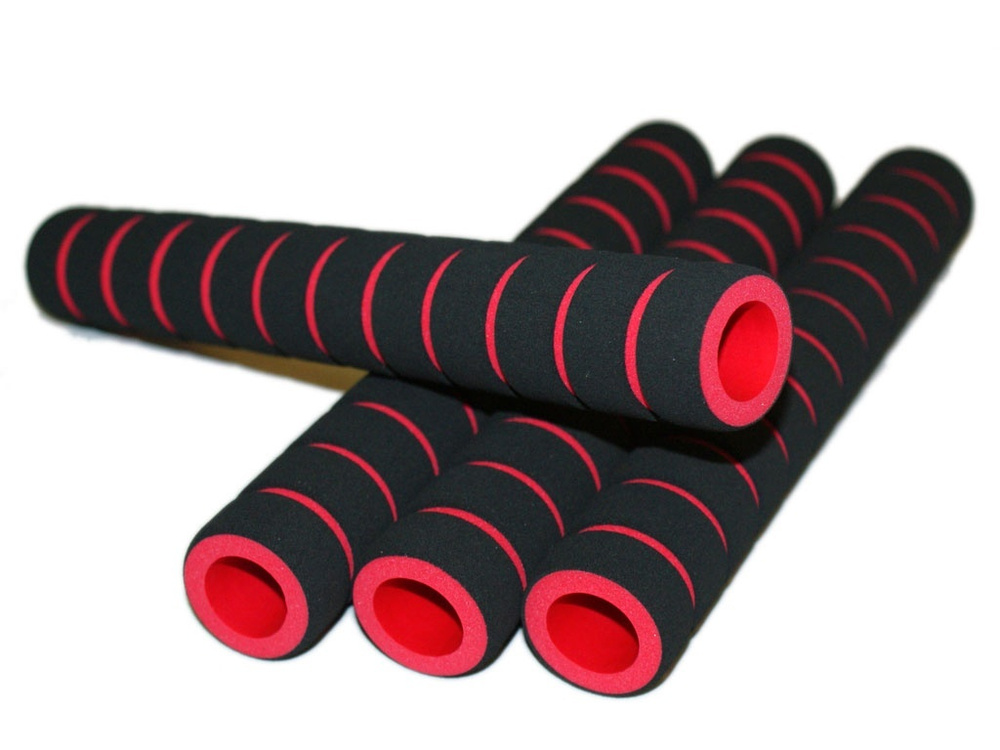 Неопреновые мягкие накладки грипсы GCsport красные, длина 21,5см - 4шт ТИП-1 (для велоруля, турника, #1