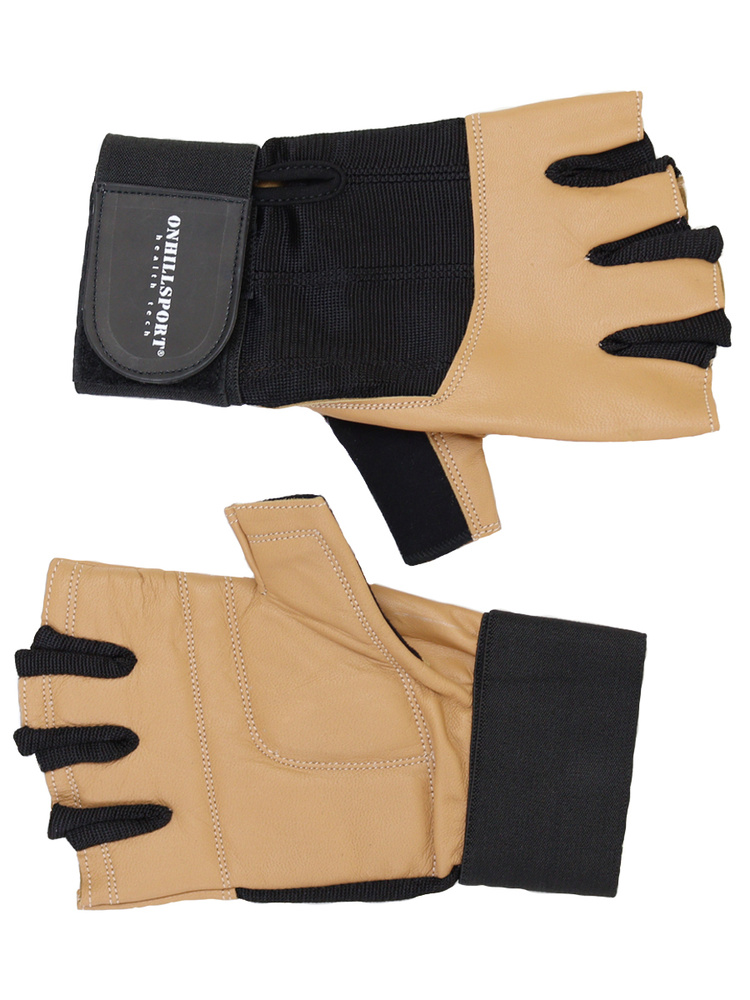 Перчатки для фитнеса с фиксатором мужские кожа коричневые Q11- XXL  #1