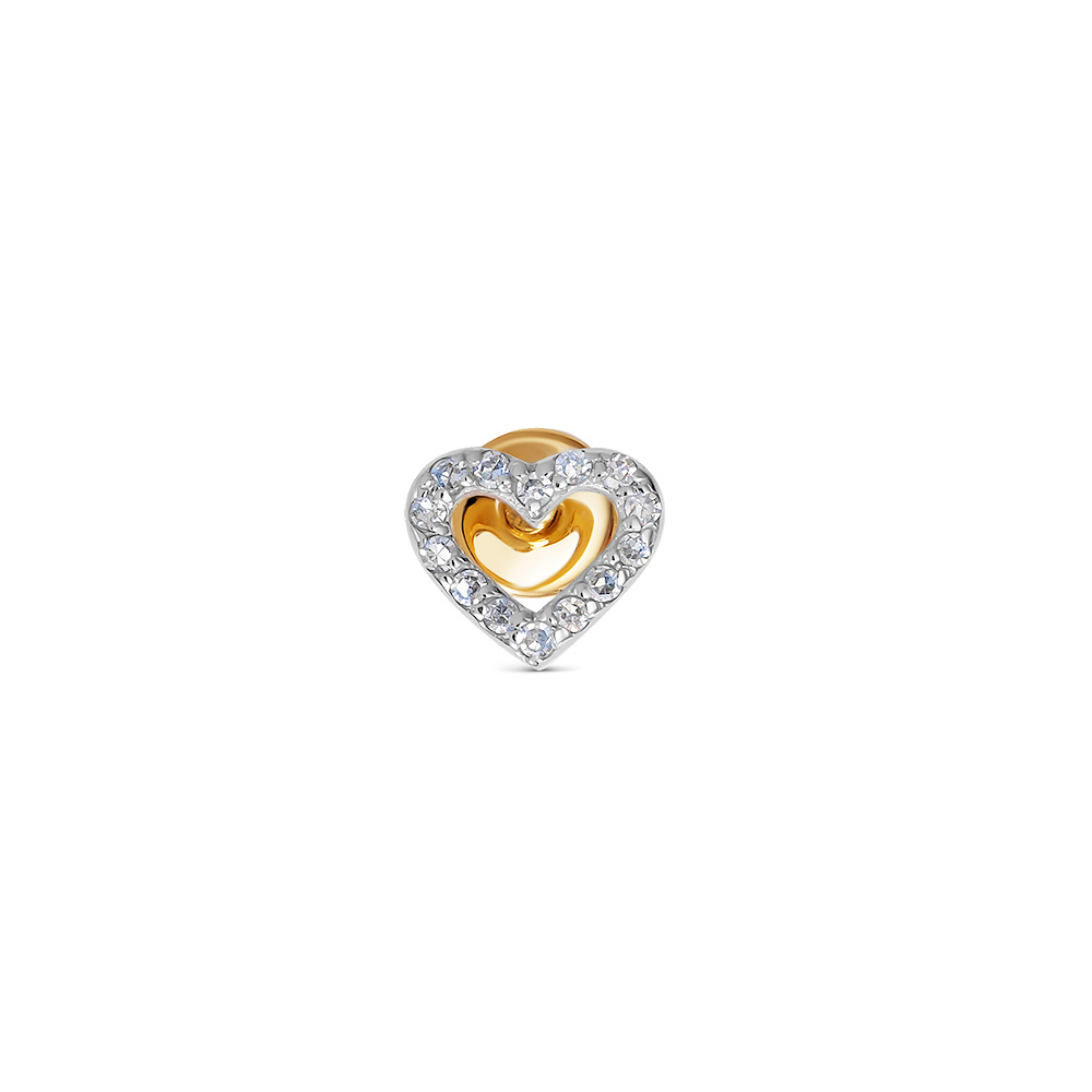 Vesna jewelry Пирсинг Золотая моносерьга сердце с натуральными бриллиантами- купить с доставкой по выгодным ценам в интернет-магазине OZON (308780377)