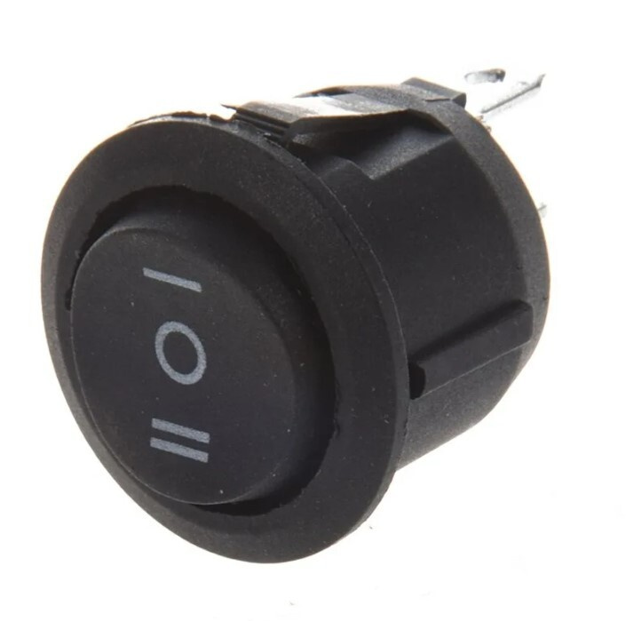 Выключатель, 3-х позиционный, 3-х контактный, кнопка 10A 250V (круглый ...