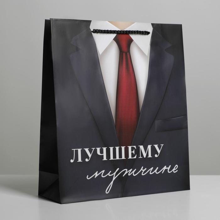 Пакет подарочный, ламинированный "Лучшему мужчине", ML 23 х 27 х 8 см #1