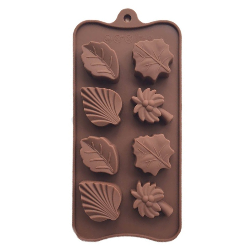 Форма для шоколадных конфет силиконовая "Листья", 8 ячеек  #1