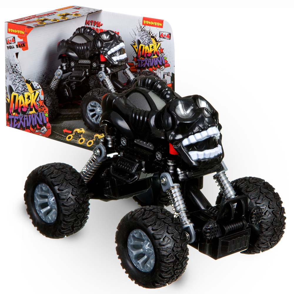 Инерционный (Pull back) пластиковый джип 4WD на пружинной подвеске ...