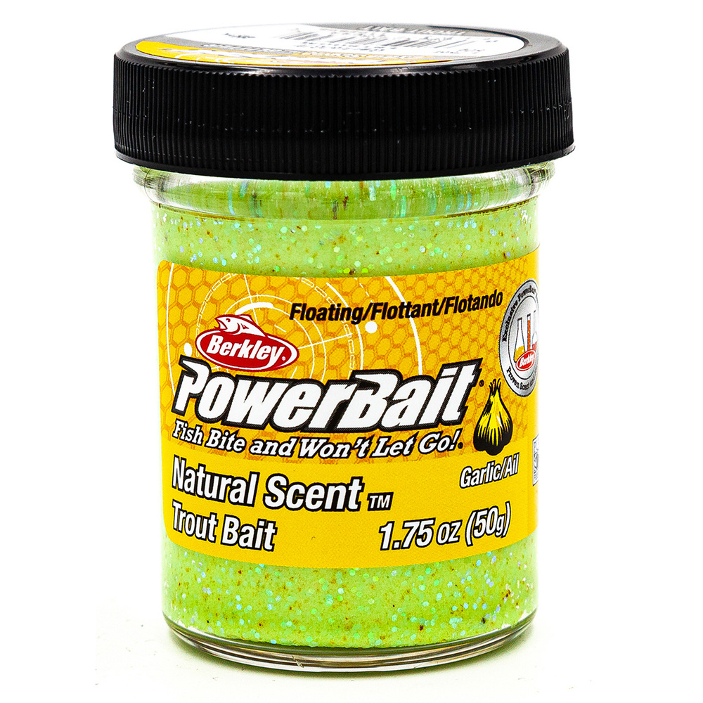 Powerbait Natural Glitter Trout Bait Garlic Pure neon blue