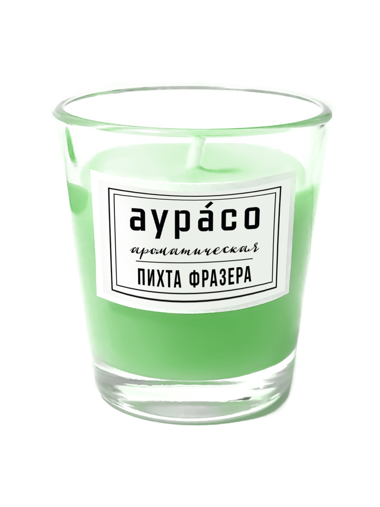 Ароматическая свеча Аурасо 'Пихта Фразера' из 100 % соевого воска, 5x4 см, 100 гр, зелёная, 1 шт. #1