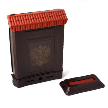 Ящик почтовый с накладкой коричневый герб #1