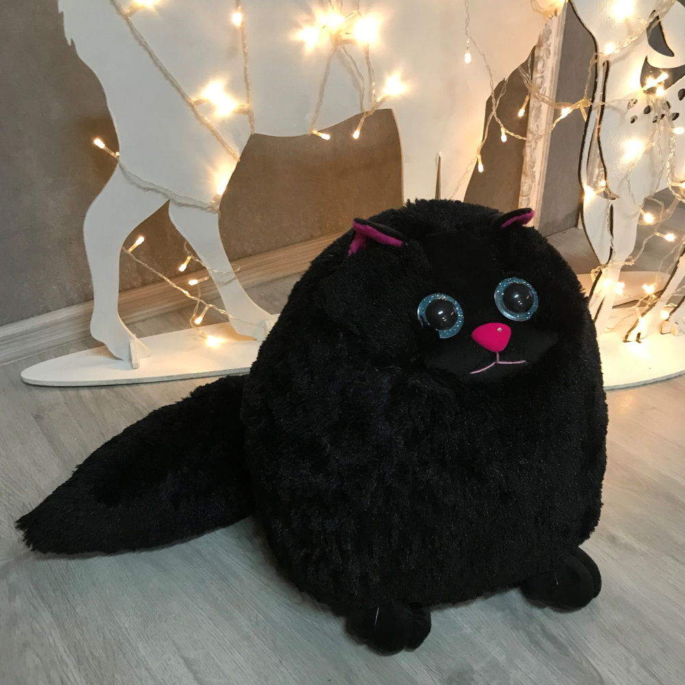 Мягкая Игрушка Кот Круглый Большой 32 см "Марсель" чёрный - купить с ...