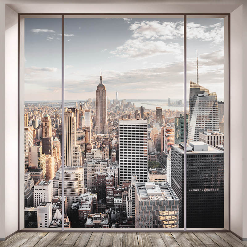 Фотообои GrandPik 3113 "Окно с видом на Нью-Йорк" (ШхВ), 300х300 см #1
