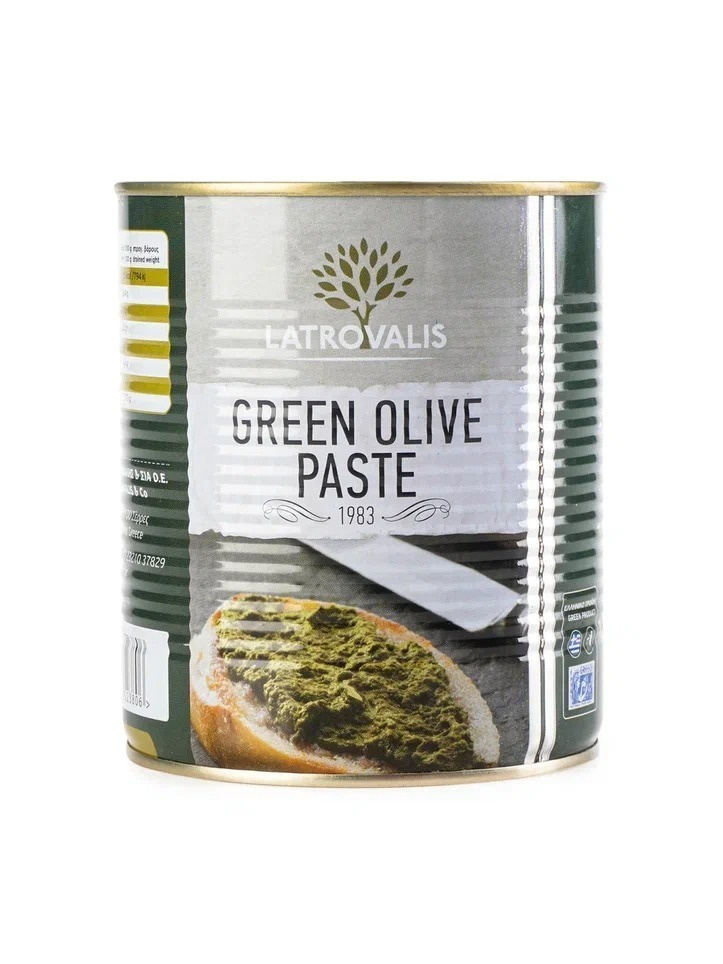 Паста из зеленых оливок Latrovalis 840г. Продукты из Греции, паштет оливковый для бутербродов, брускетта. #1