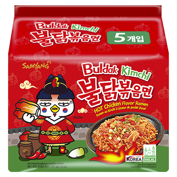 Острая корейская лапша быстрого приготовления Samyang Buldak Kimchi Hot Chicken Flavor Ramen со вкусом #1