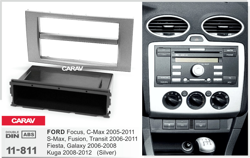 Переходная рамка 1-DIN / 2-DIN для FORD Focus, C-Max 2005-11; S-Max, Fusion, Transit 2006-11; Fiesta, #1