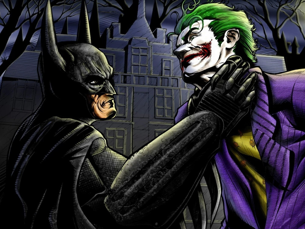 плакат, постер Batman & Joker, Бэтмен и Джокер на холсте, размер 30х42см #1