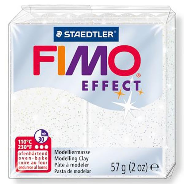 Полимерная глина Fimo Effect 8020-052 белый с блестками (glitter white) 57 г.  #1